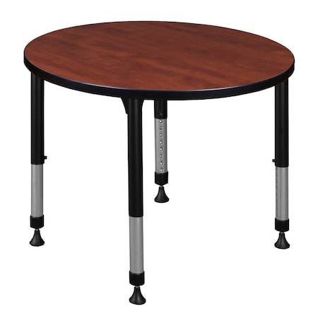 Regency Round Classroom Tables, 30 W, 30 L, 23-34 H, Wood, Metal, Cherry TB30RNDCHAPBK